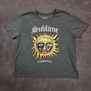 Sublime Shirt Womens XL Gray Sun Long Beach CA Graphic Tee Short‎ Sleeve Cotton